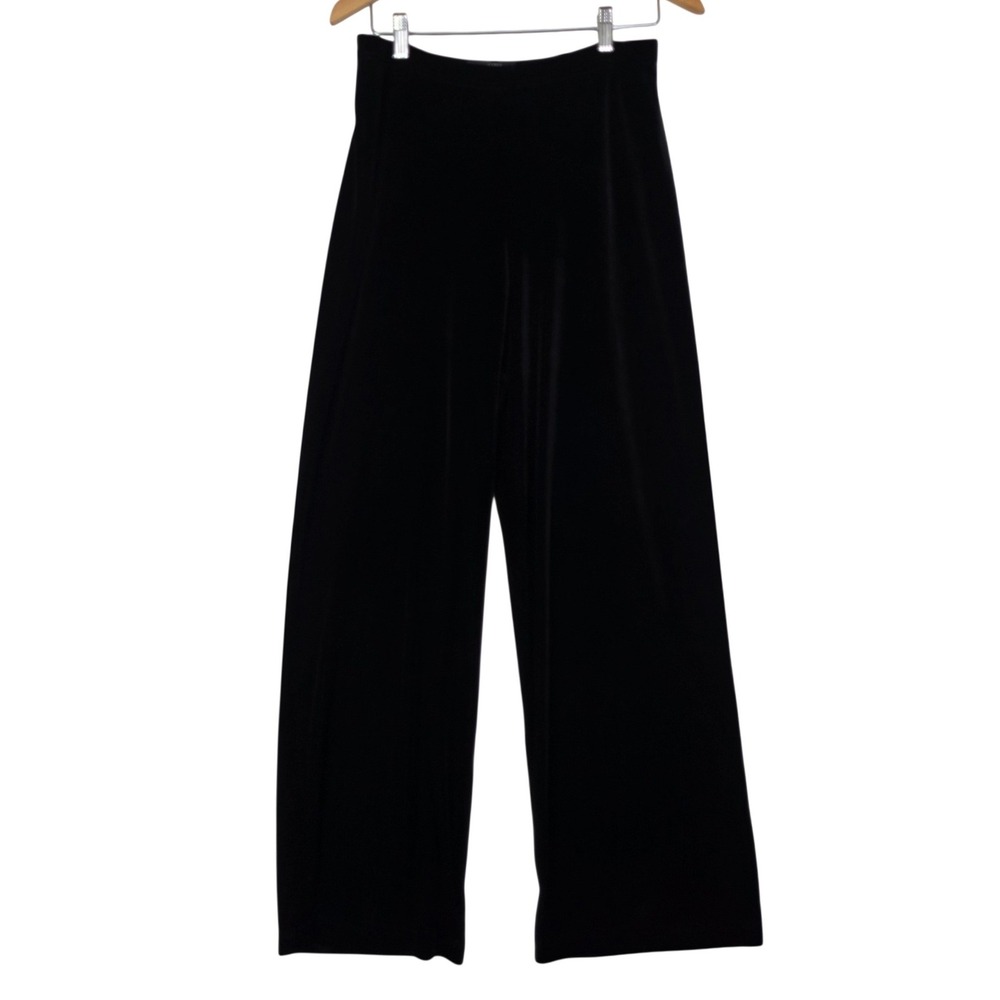 Tadashi Collection Womens Large Black Velvet Wide Leg Pants USA Made
